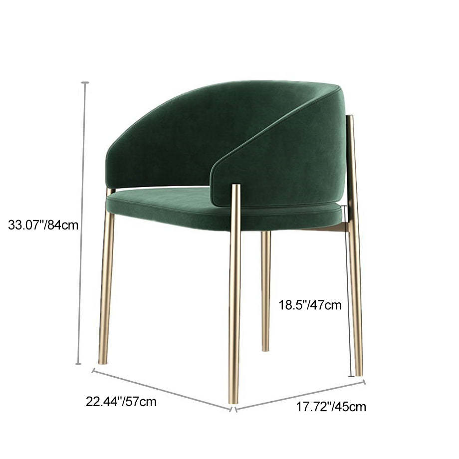 Modern Rounded Velvet Metal Dining Chair — Dark Yellow
