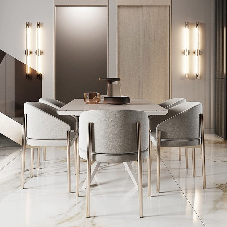 Modern Rounded Velvet Metal Dining Chair