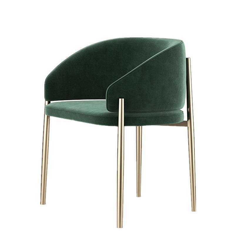 Modern Rounded Velvet Metal Dining Chair