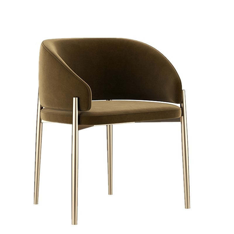Modern Rounded Velvet Metal Dining Chair
