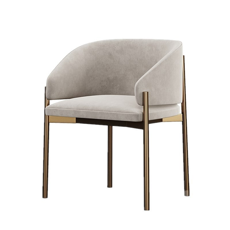 Modern Rounded Velvet Metal Dining Chair