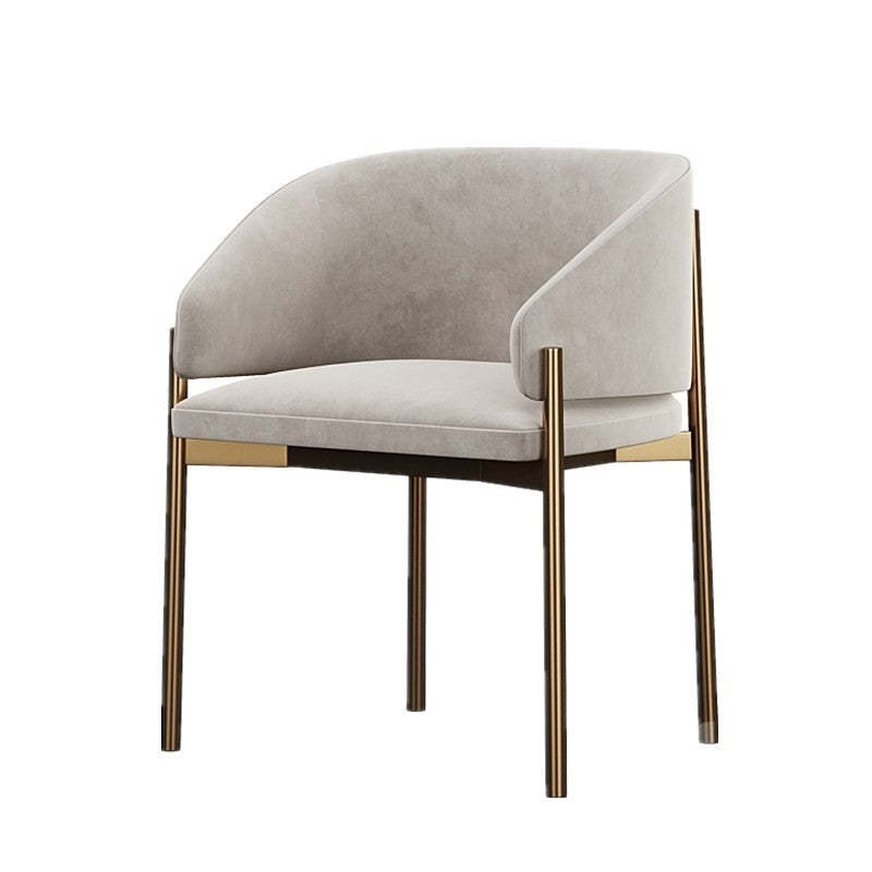 Modern Rounded Velvet Metal Dining Chair