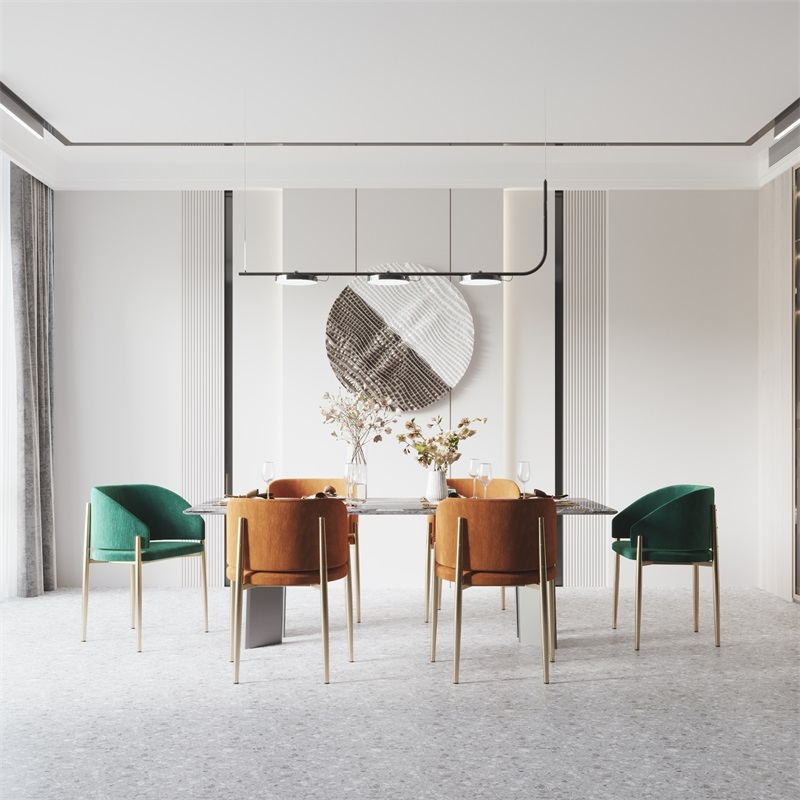 Rounded metal dining chairs & benches for dining room — Dark Green