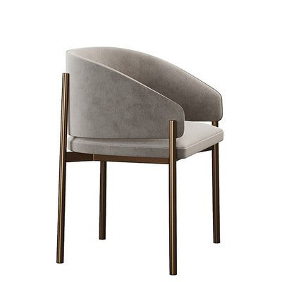 Modern Rounded Velvet Metal Dining Chair