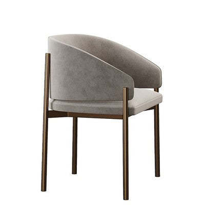 Modern Rounded Velvet Metal Dining Chair
