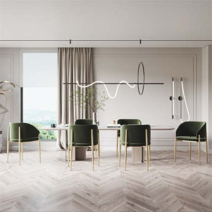 Modern Rounded Velvet Metal Dining Chair