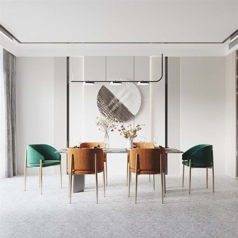 Rounded metal velvet dining chairs & benches for dining room