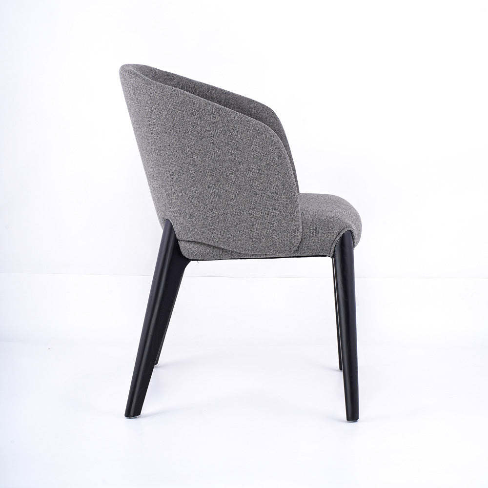 Scandinavian Curved Fabric Wood Dining Chair
