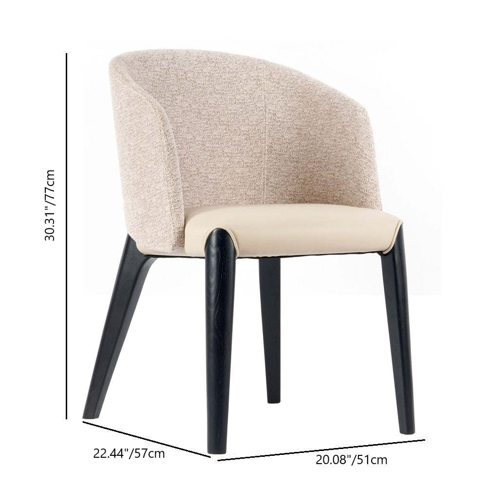 Scandinavian Curved Fabric Wood Dining Chair