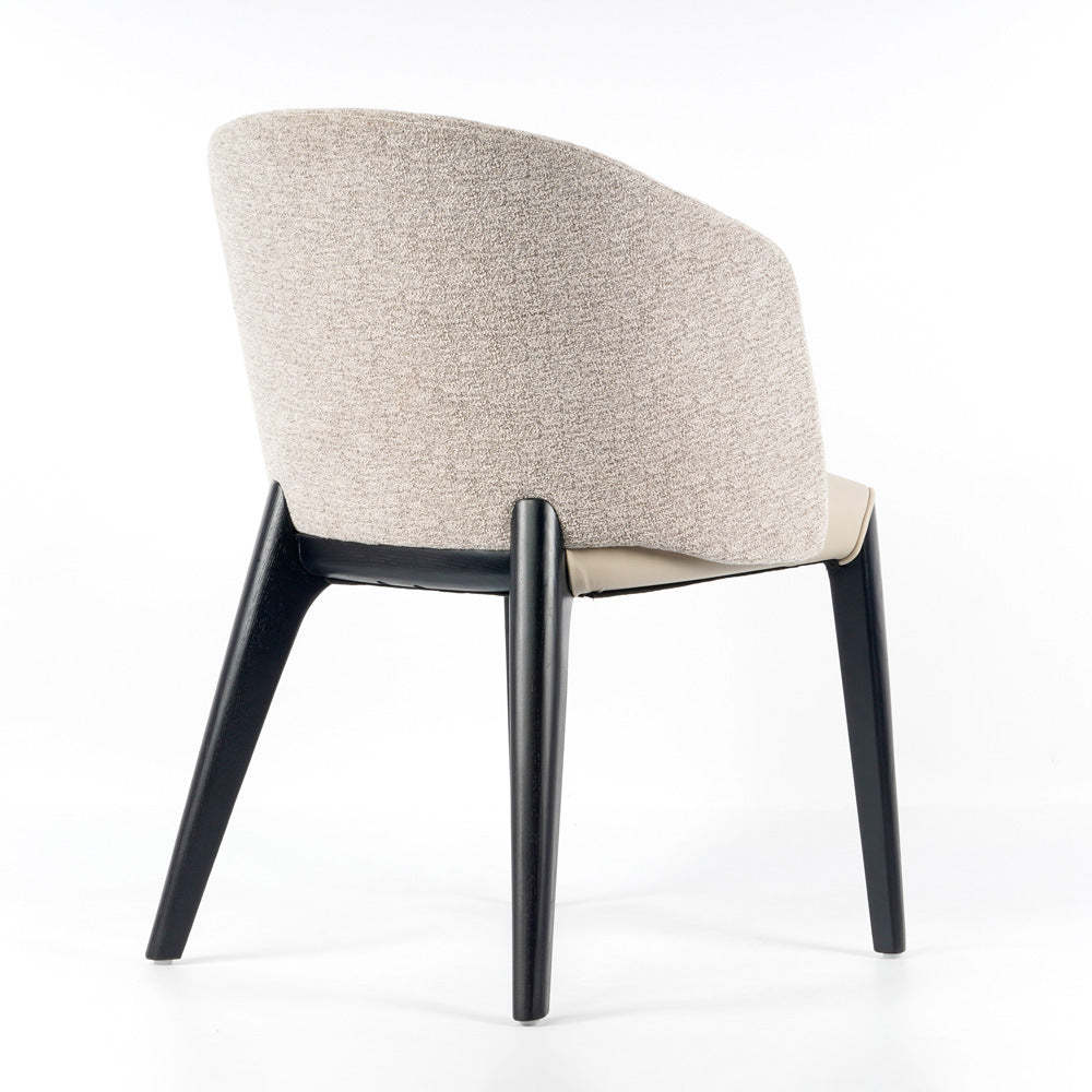 Scandinavian Curved Fabric Wood Dining Chair