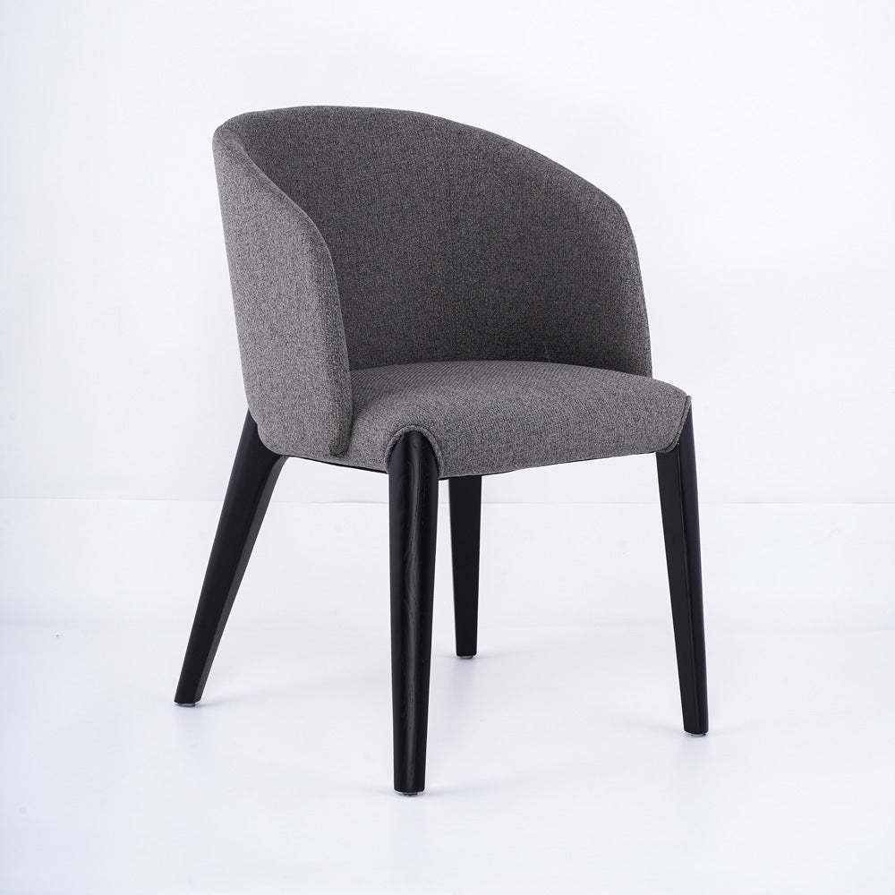 Scandinavian Curved Fabric Wood Dining Chair
