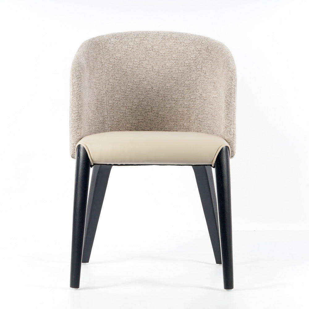 Scandinavian Curved Fabric Wood Dining Chair