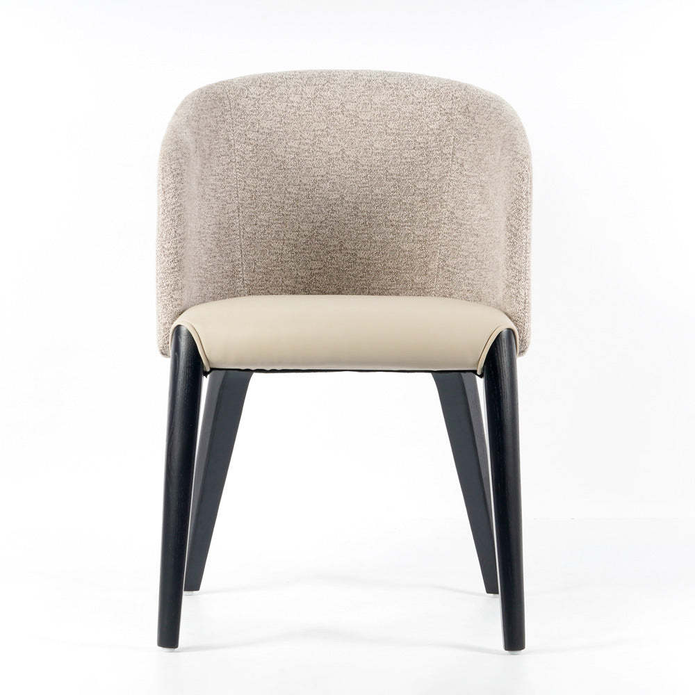 Scandinavian Curved Fabric Wood Dining Chair