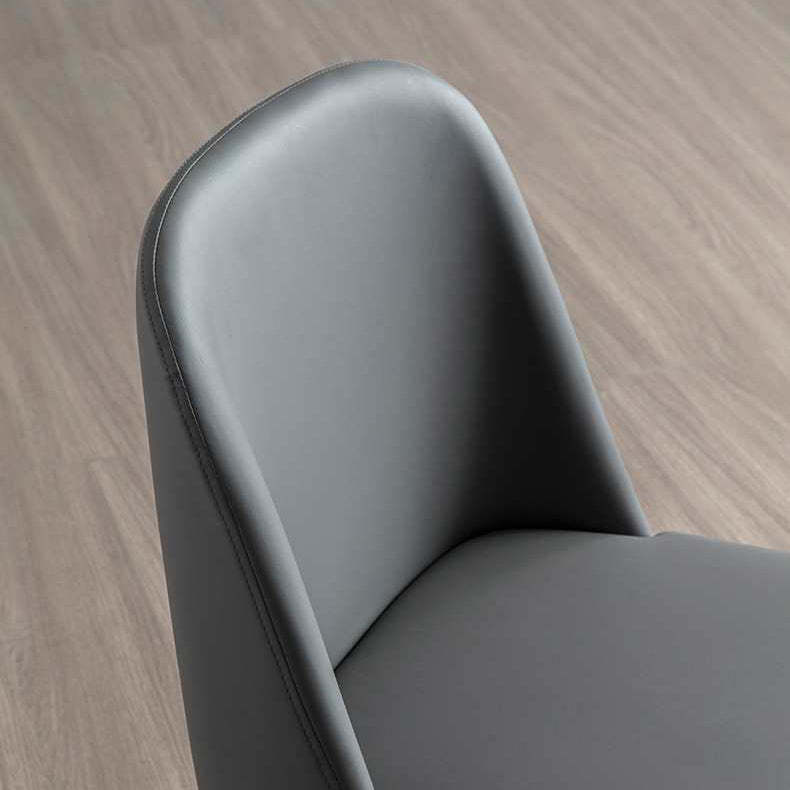 Scandinavian Rounded Leather Metal Dining Chair