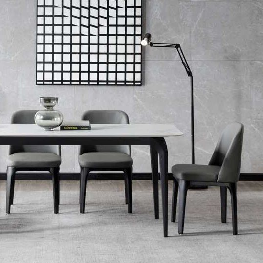Scandinavian Rounded Leather Metal Dining Chair — Orange
