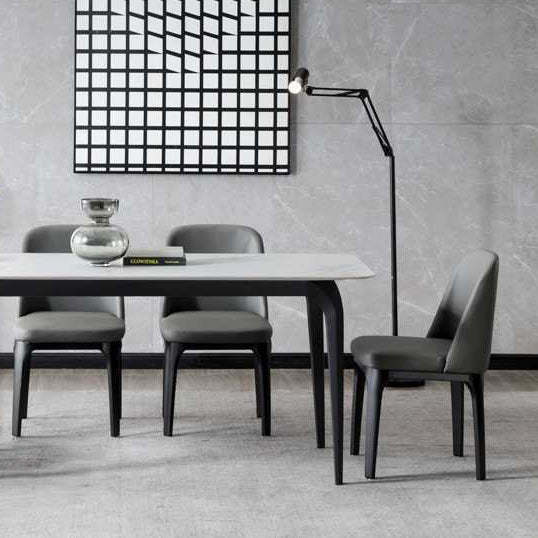 Scandinavian Rounded Leather Metal Dining Chair — Orange