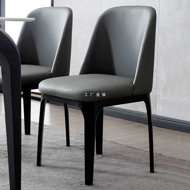 Nordic rounded gray dining chairs & benches in metal leather glass