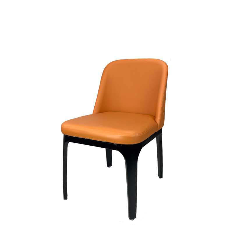 Scandinavian Rounded Leather Metal Dining Chair