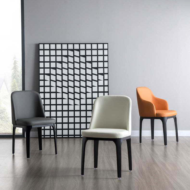 Scandinavian Rounded Leather Metal Dining Chair