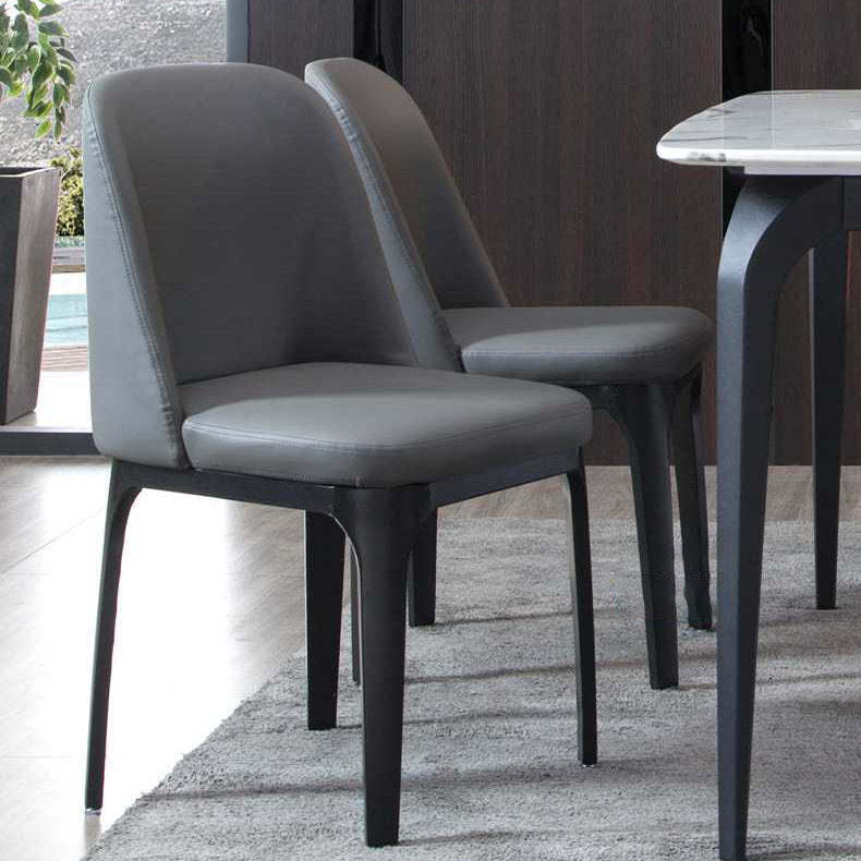 Scandinavian Rounded Leather Metal Dining Chair