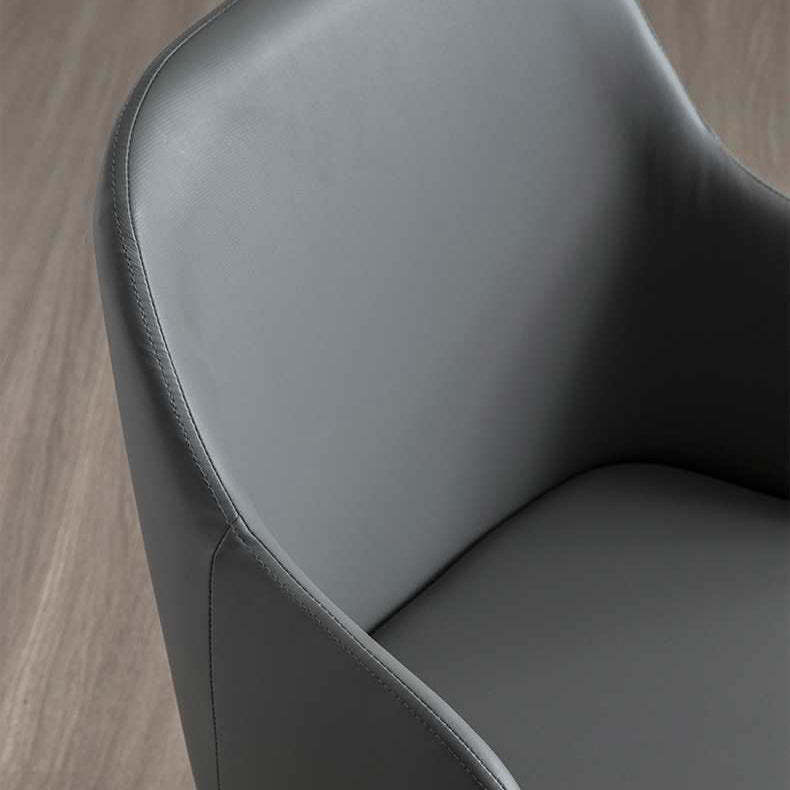 Scandinavian Rounded Leather Metal Dining Chair