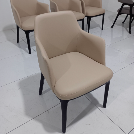 Scandinavian Trapezoidal Leather Wood Dining Chair