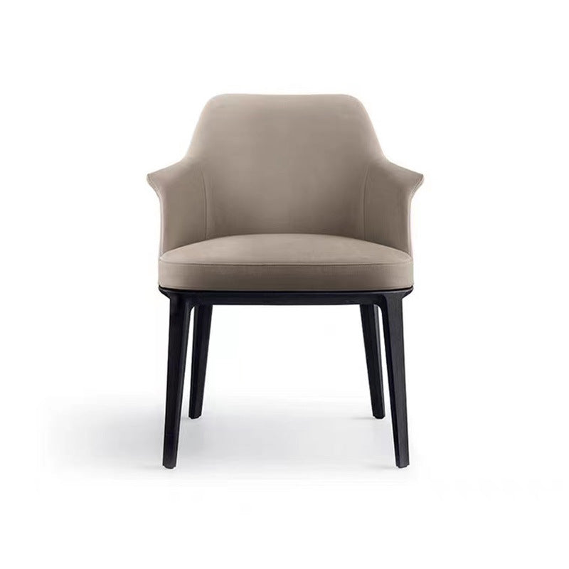 Scandinavian Trapezoidal Leather Wood Dining Chair