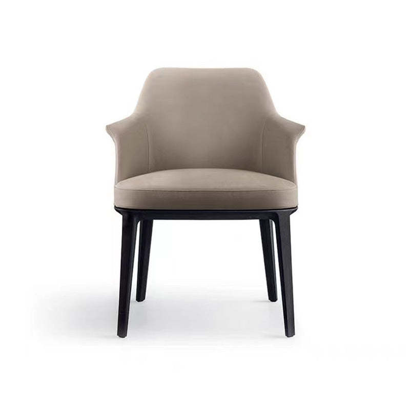 Scandinavian Trapezoidal Leather Wood Dining Chair