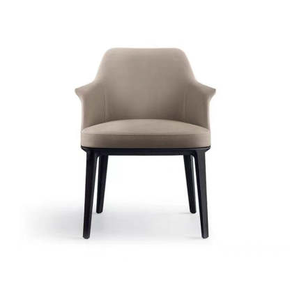 Scandinavian Trapezoidal Leather Wood Dining Chair