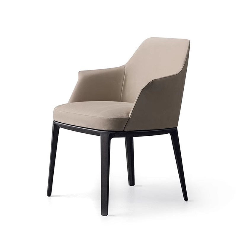 Scandinavian Trapezoidal Leather Wood Dining Chair