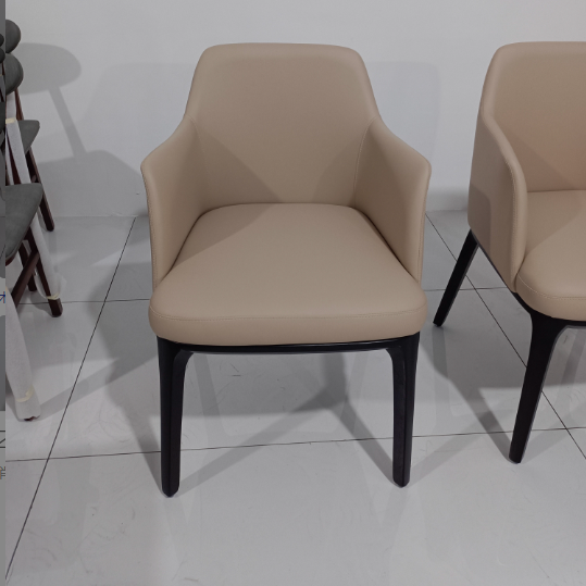 Scandinavian Trapezoidal Leather Wood Dining Chair