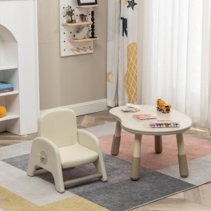Kids Trapezoid Liftable PU Leather Low Stool — Pink
