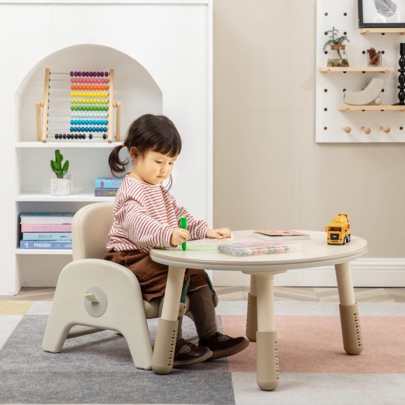 Kids Trapezoid Liftable PU Leather Low Stool