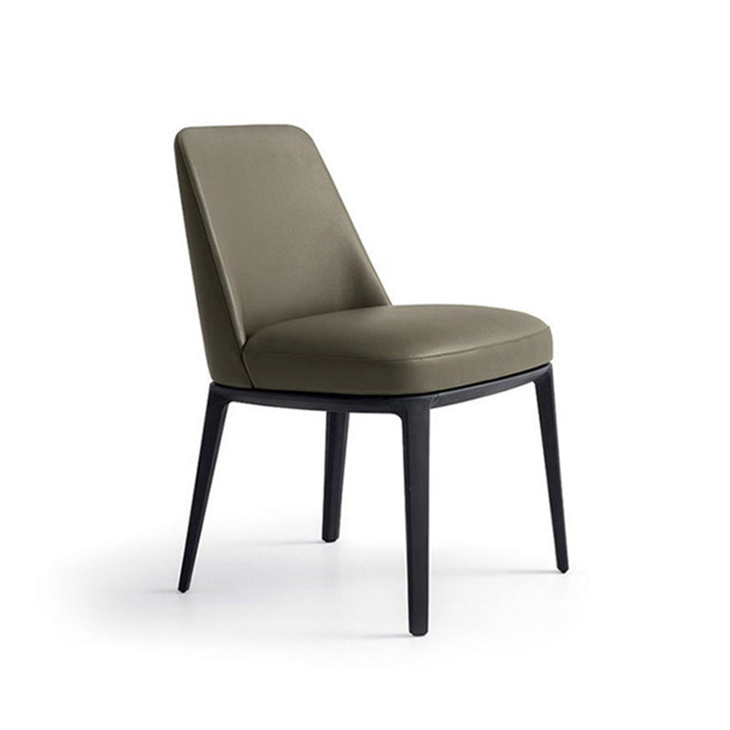 Scandinavian Trapezoidal Leather Wood Dining Chair