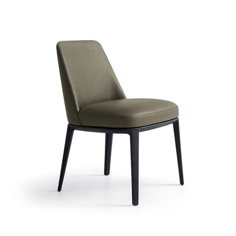 Scandinavian Trapezoidal Leather Wood Dining Chair