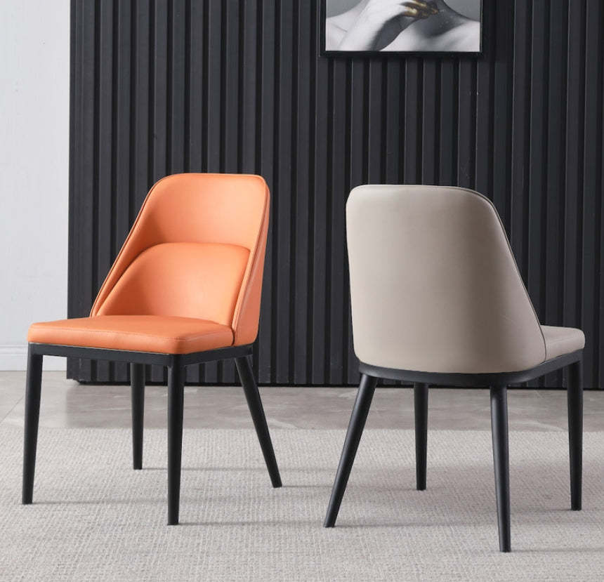 Scandinavian Trapezoidal Leather Metal Dining Chair