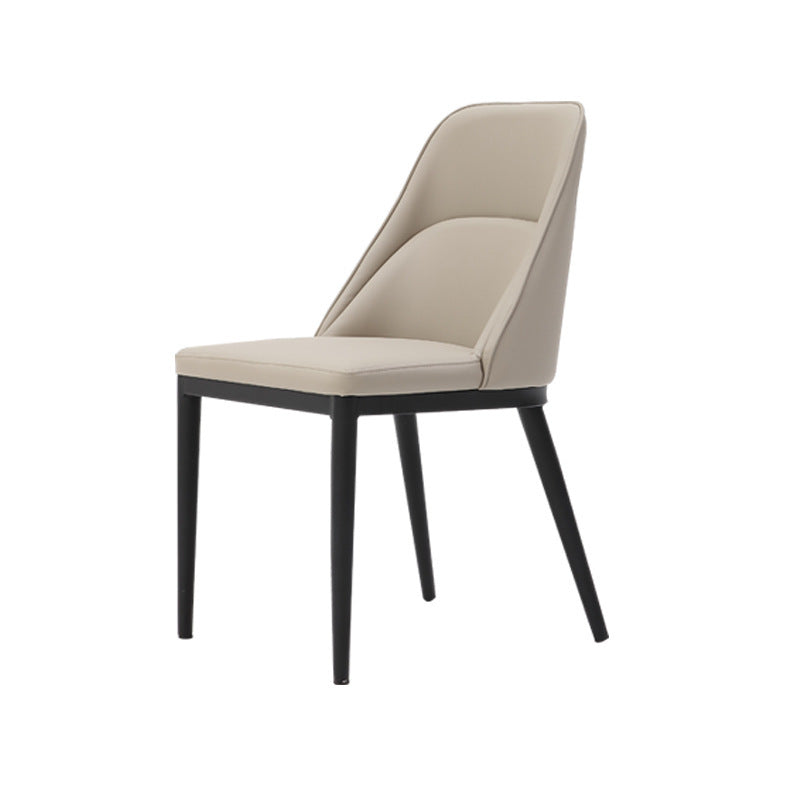 Scandinavian Trapezoidal Leather Metal Dining Chair