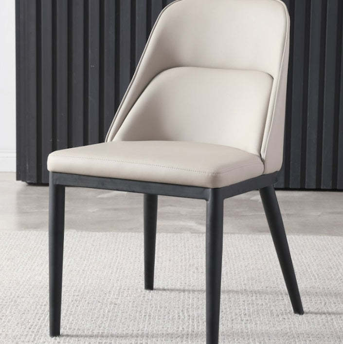 Scandinavian Trapezoidal Leather Metal Dining Chair