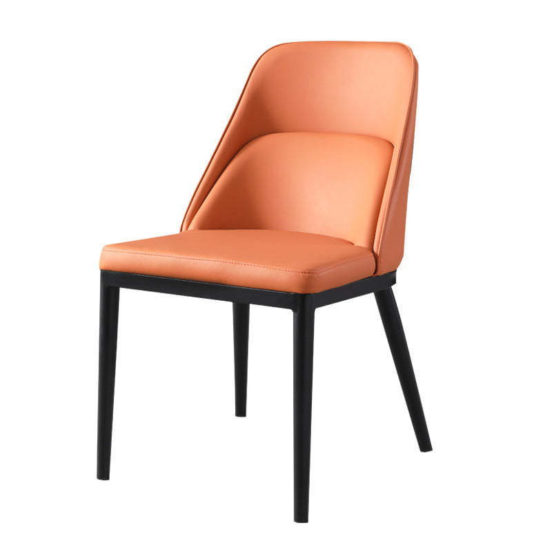 Scandinavian Trapezoidal Leather Metal Dining Chair