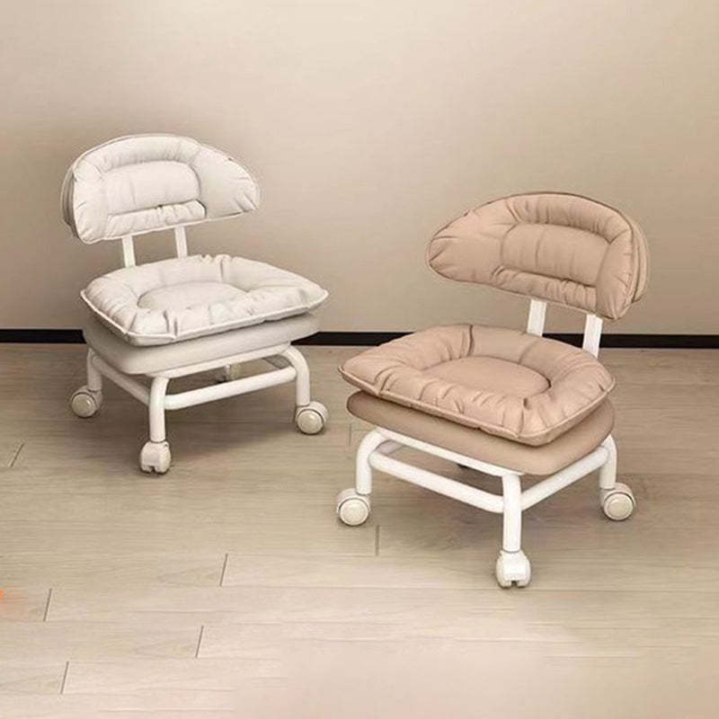 Minimalist Curved Swivel Napa Leather Metal Chair