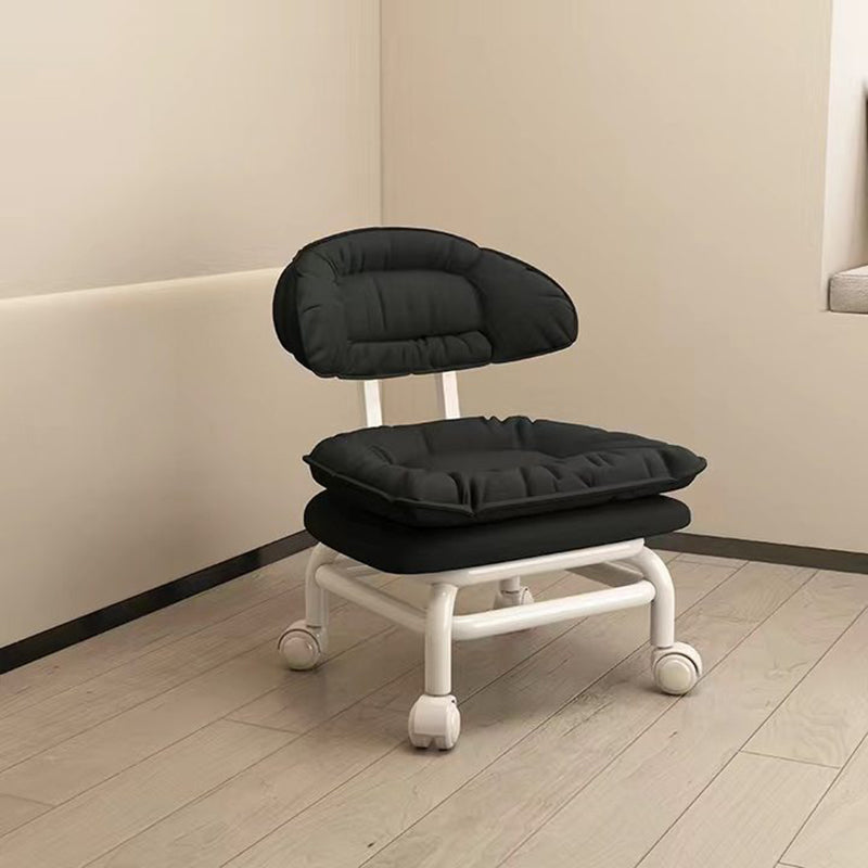 Minimalist Curved Swivel Napa Leather Metal Chair