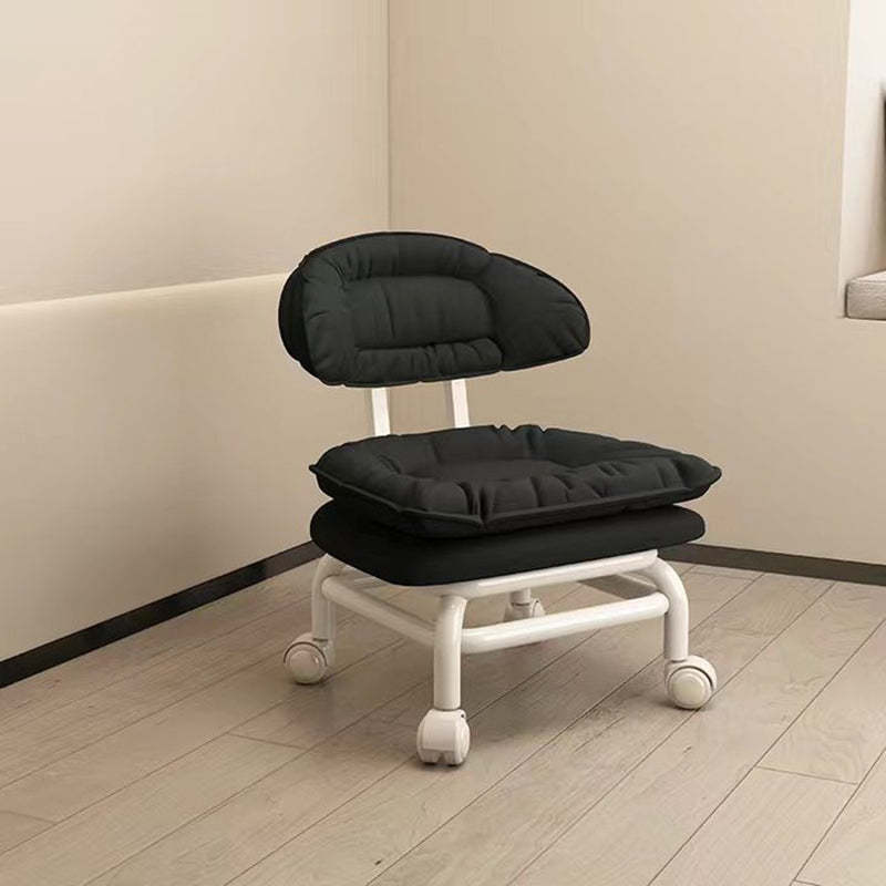 Minimalist Curved Swivel Napa Leather Metal Chair