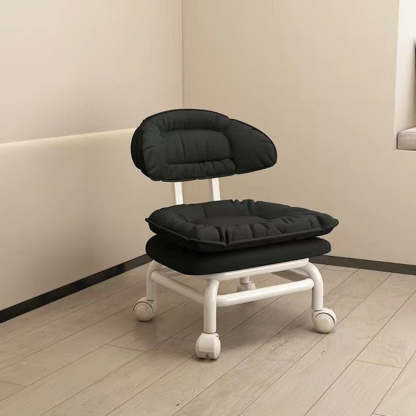 Minimalist Curved Swivel Napa Leather Metal Chair