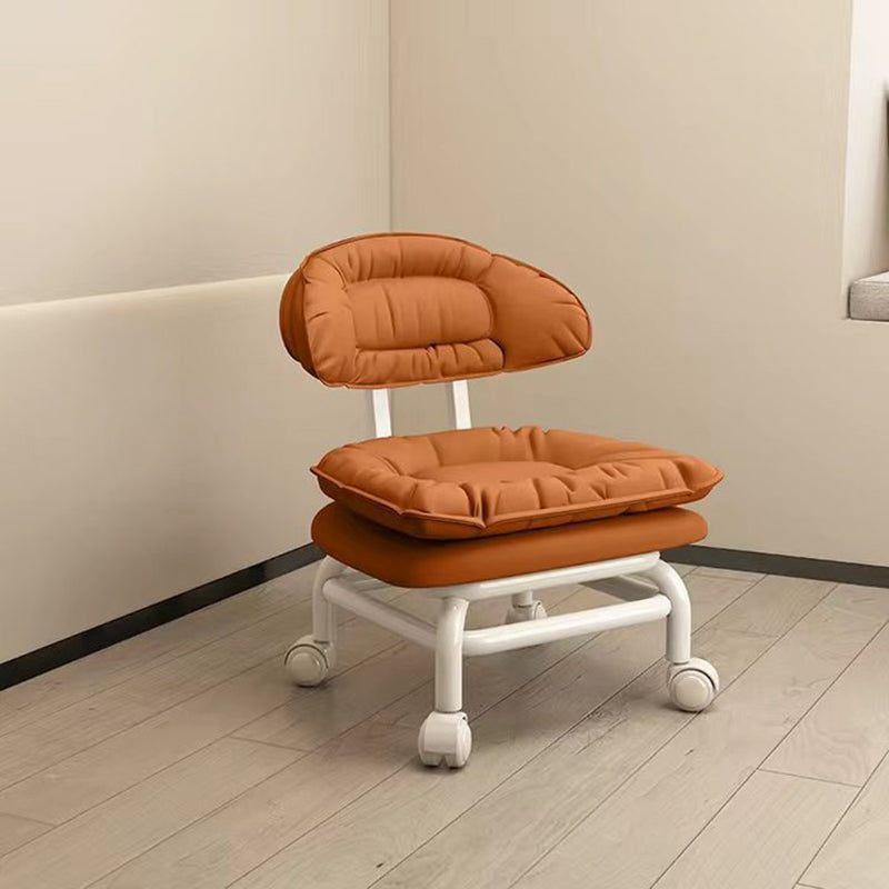 Minimalist Curved Swivel Napa Leather Metal Chair