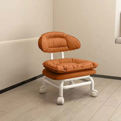Minimalist Curved Swivel Napa Leather Metal Chair