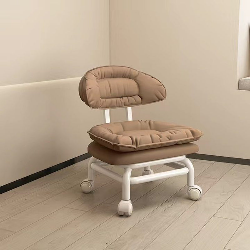Minimalist Curved Swivel Napa Leather Metal Chair