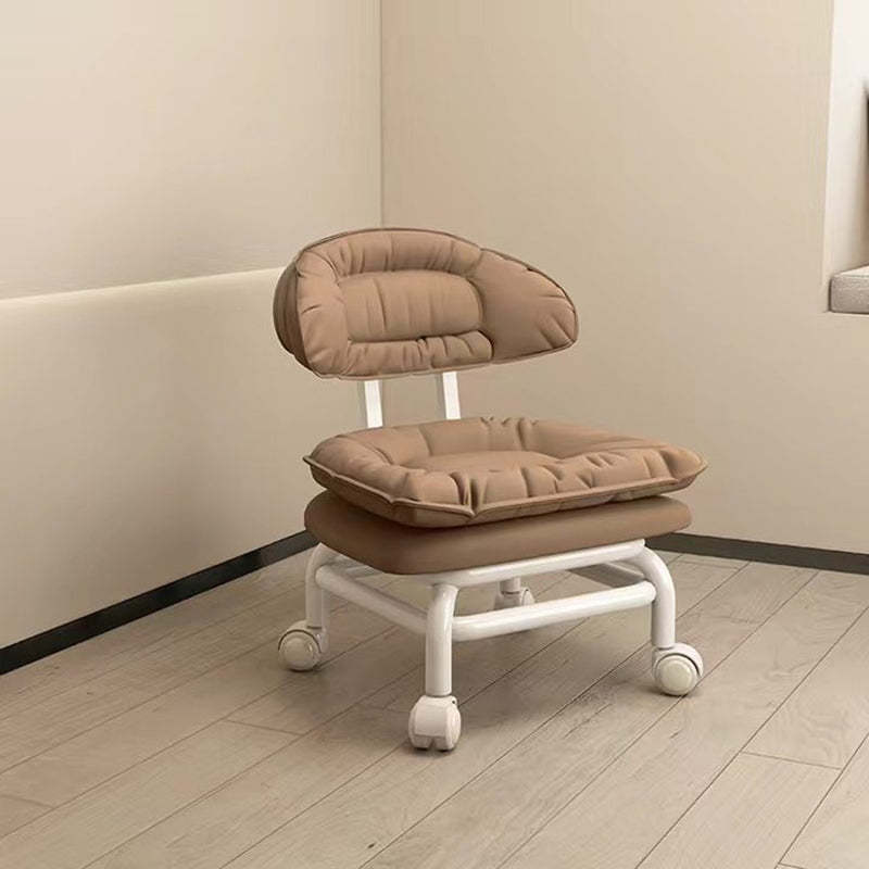 Minimalist Curved Swivel Napa Leather Metal Chair