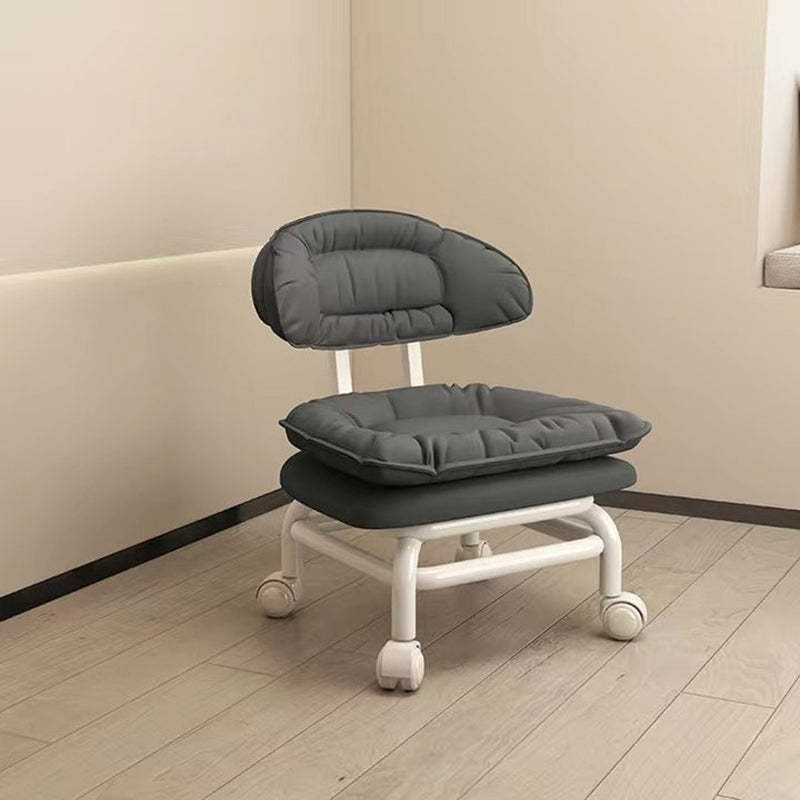 Minimalist Curved Swivel Napa Leather Metal Chair