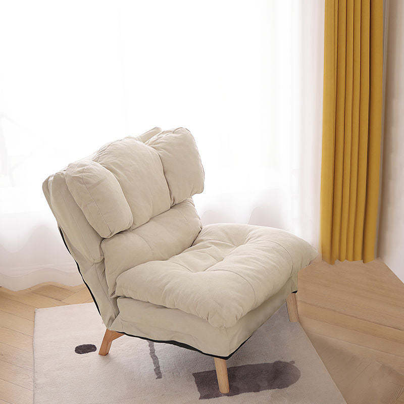 Minimalist Foldable Tech Fabric Accent Chair — With Footrest / Khaki + Cotton Linen