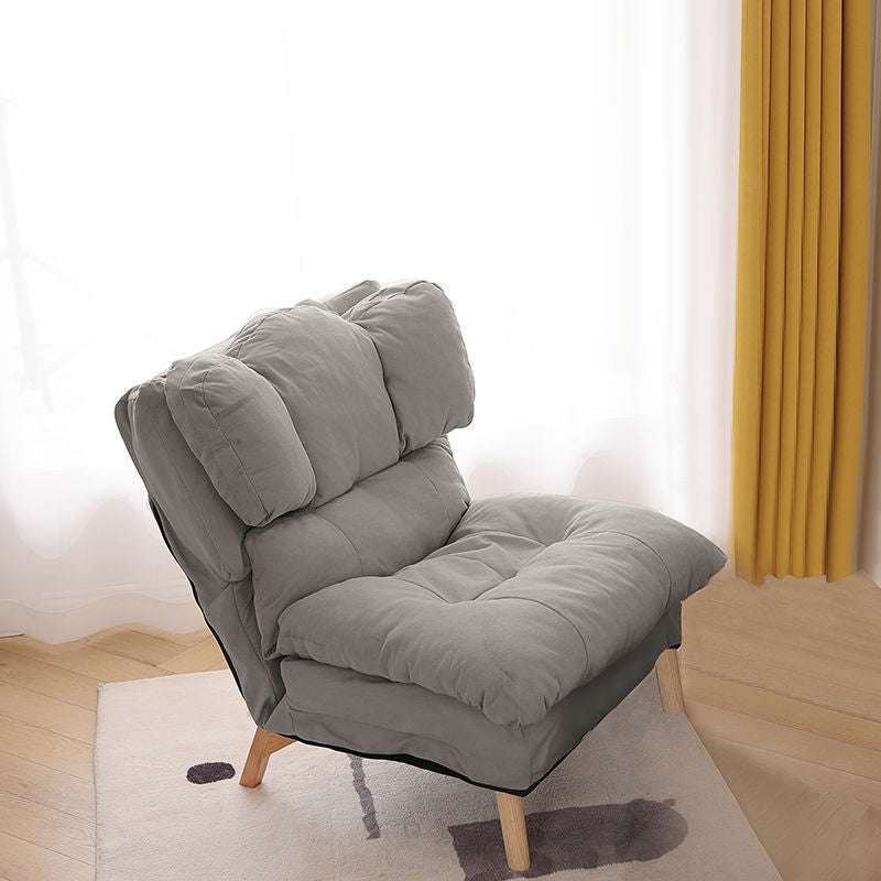 Minimalist Foldable Tech Fabric Accent Chair — With Footrest / Light Gray + Cotton Linen